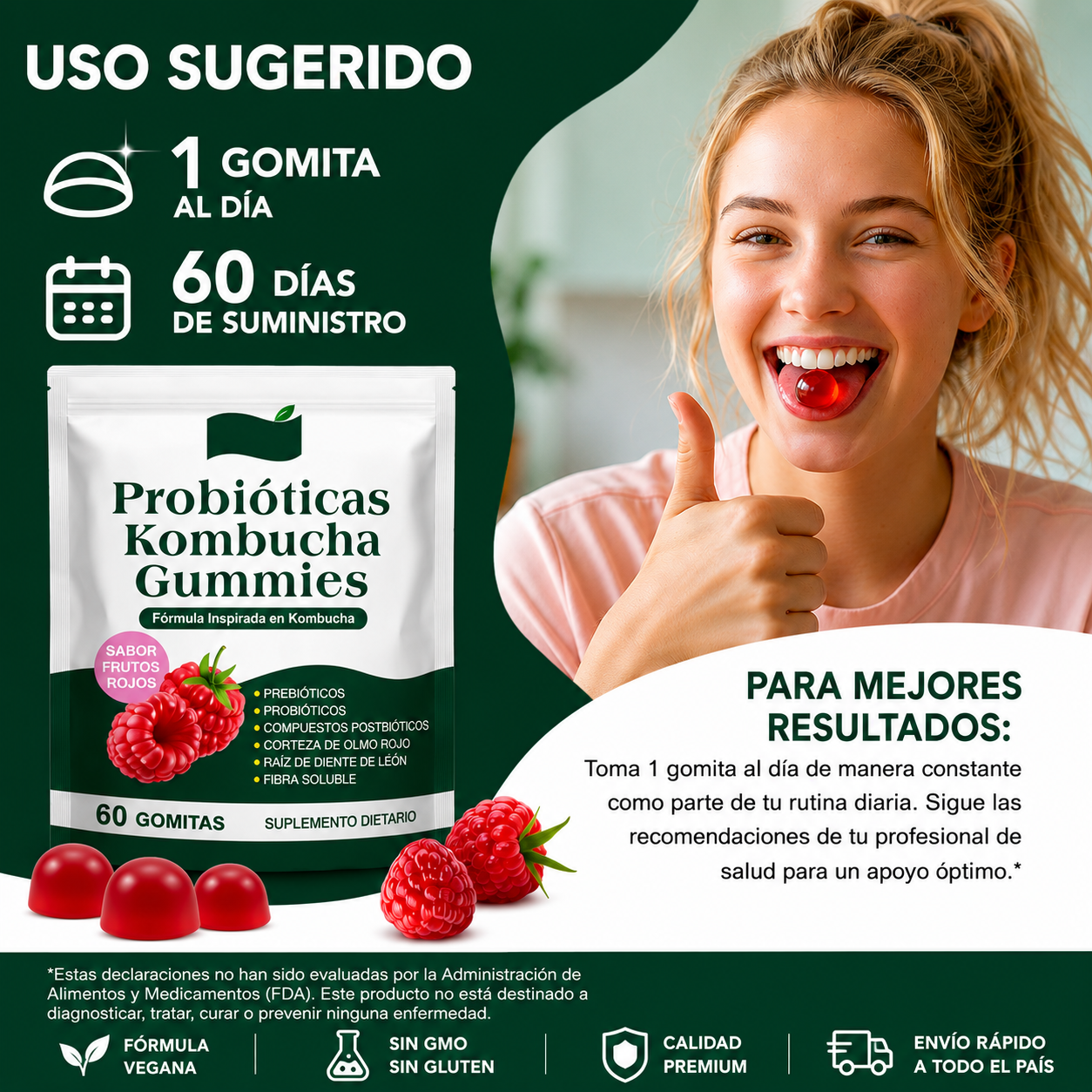 Gomitas probióticas de Kombucha
